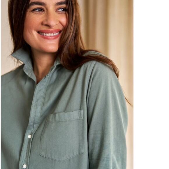 Frank & Eileen Famous Denim Rory Dress Maxi Shirtdress In Thyme Green Size XS - Picture 6 of 14